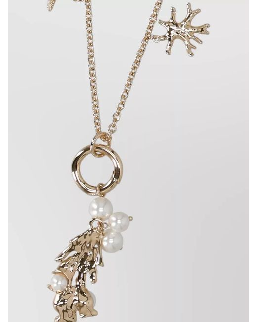 Self-Portrait White Necklace Adjustable Chain Starfish Shell Pearls