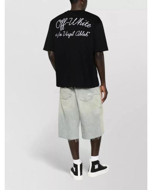 Off-White c/o Virgil Abloh Black Logo Script Skate Crew Neck T Shirt for men