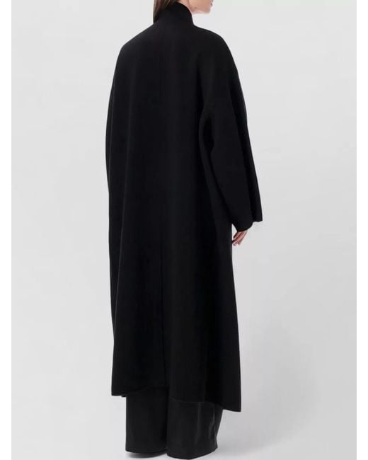 Frankie Shop Black Leroy Long Coat High Collar Design