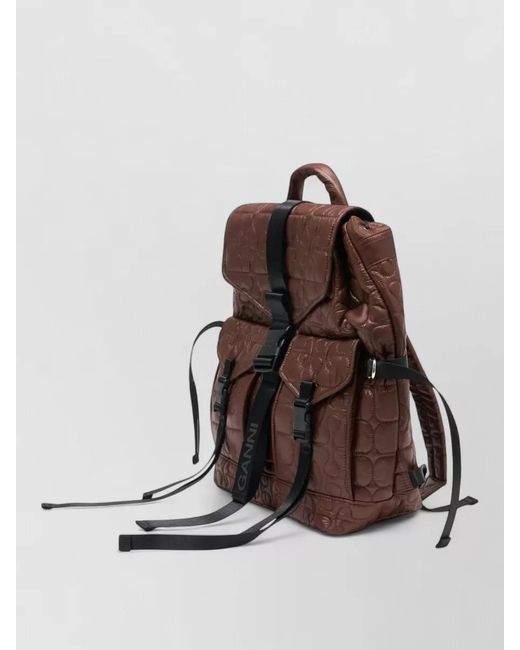 Ganni Brown Re Tech Quilted Backpack