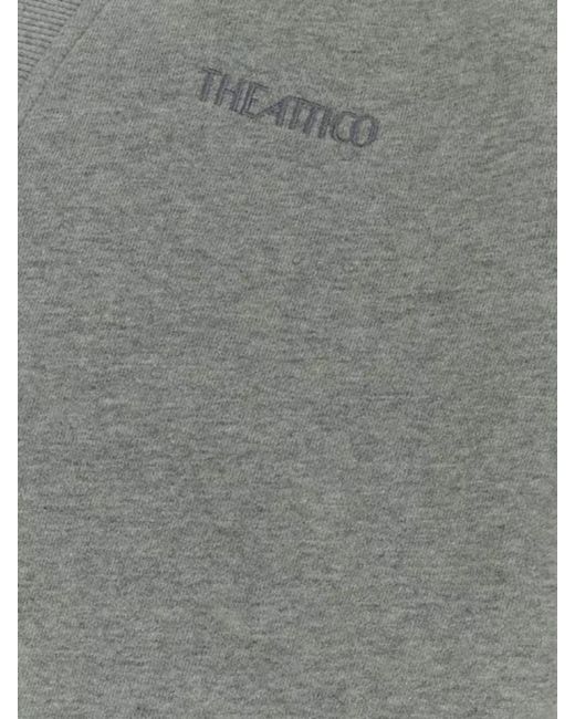 The Attico Gray Cotton V-Neck Loose-Fit Sweatshirt