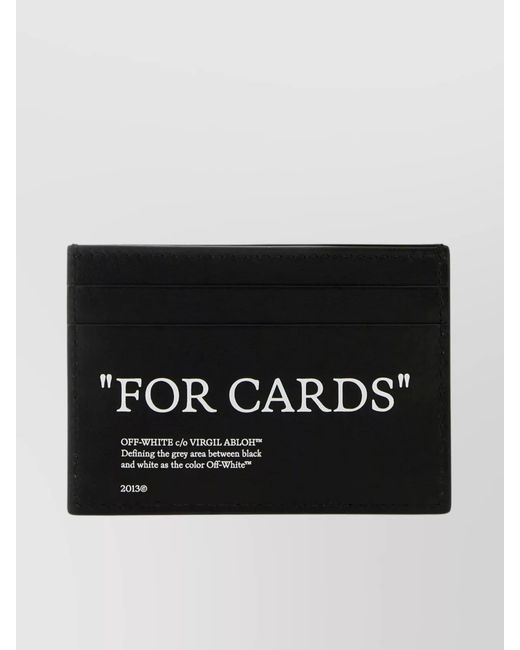 Off-White c/o Virgil Abloh Black Text Print Leather Card Holder for men