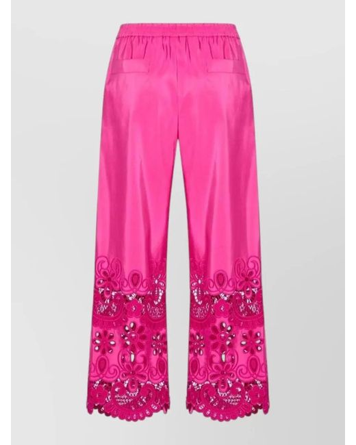 Valentino Garavani Pink Silk Wide-Leg Trousers