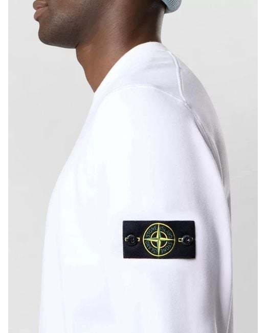 Stone Island White 6100060 Crew Neck Long Sleeve Sweatshirt for men