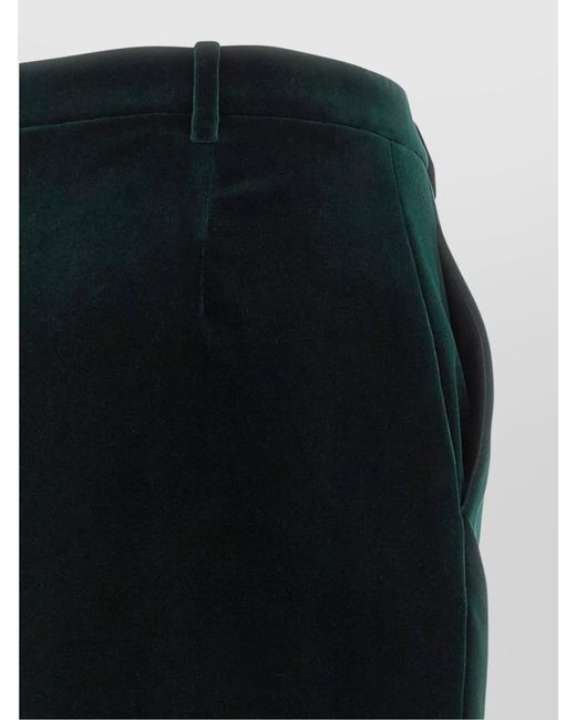 Saint Laurent Black Cotton Velvet Wrap Midi Pencil Skirt