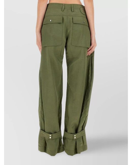 Rabanne Green Pleated Cargo Trousers