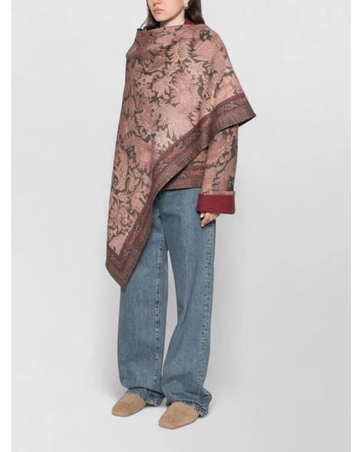 Pierre Louis Mascia Multicolor Wool Floral Print Draped Asymmetric Cape for men