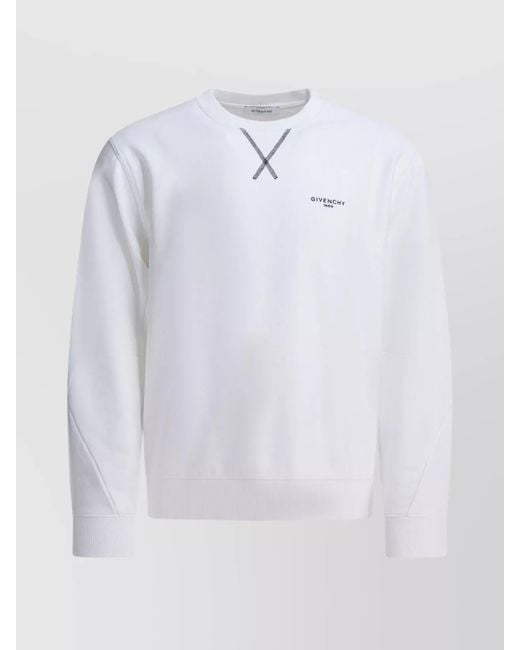 Givenchy White Cotton Logo Crewneck Sweatshirt for men