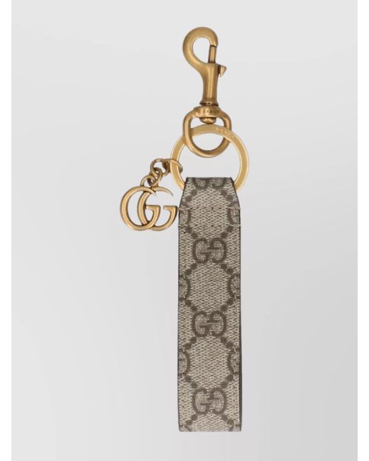 Gucci White Printed Canvas Keyring for men