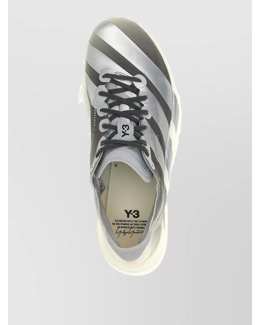 Y-3 Gray Adios Pro 4 Striped Round Toe Sneakers for men