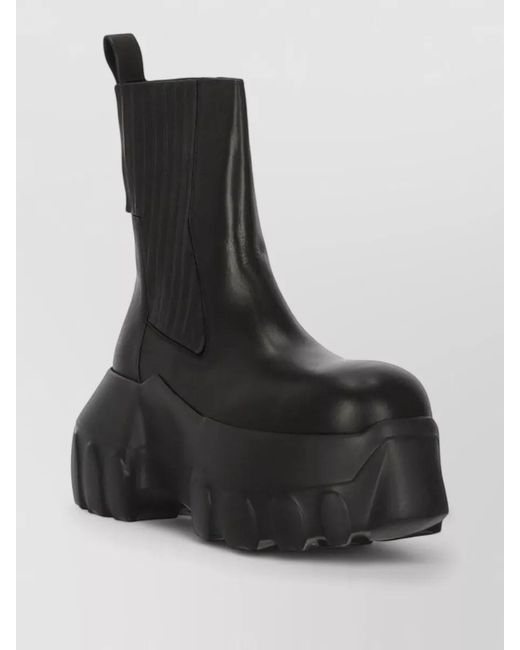 Rick Owens Black Leather Ankle Boots Chunky Sole Platform for men