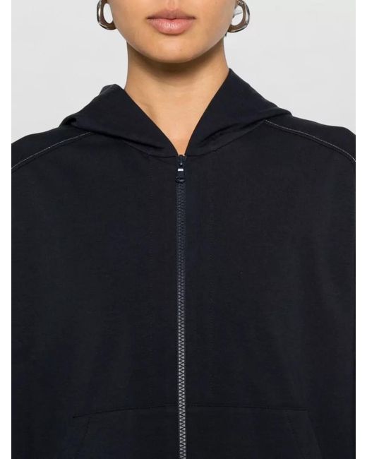 Brunello Cucinelli Blue Cotton Zip-Up Hoodie
