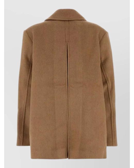 Ganni Brown Wool Blend Coat Double Breasted Buttons