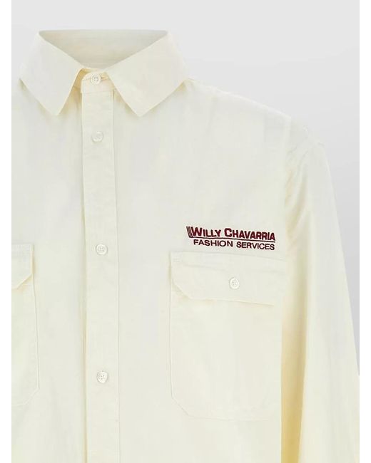 Willy Chavarria Natural Corcoran Shirt Button Down Collar Long Sleeves for men