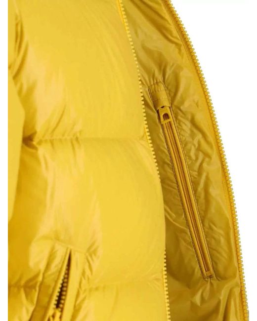 Moncler Yellow High Collar Padded Jacket Side Zip Pockets for men
