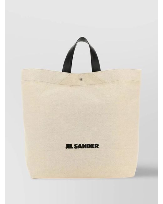 Jil Sander Natural Market Tote Canvas Shoulder Bag