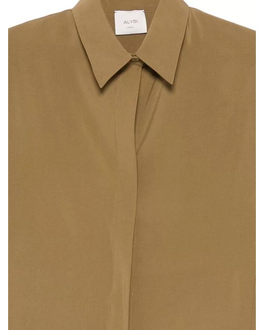 Alysi Natural Short Sleeve Collared Shirt Boxy Silhouette