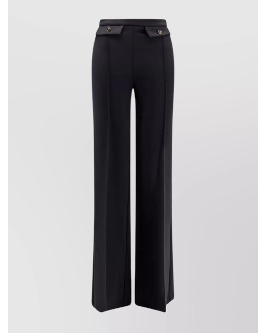 Elisabetta Franchi Blue Flared Wide-Leg Trousers