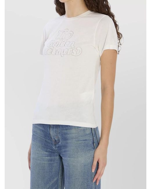 Golden Goose Deluxe Brand White Printed Ribbed Crew-Neck T-Shirt
