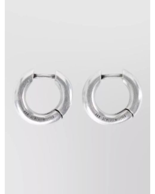 Ann Demeulemeester Metallic Mariela Anatomic Loop Earrings Engraved Detail