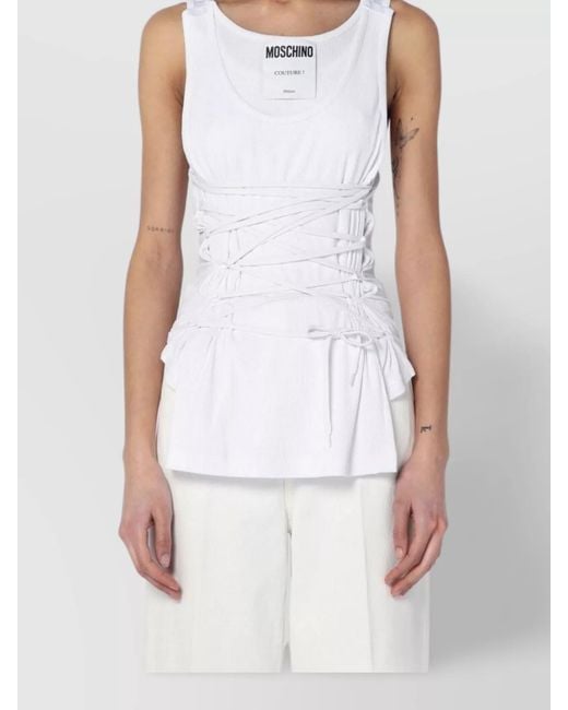 Moschino White Lace Cotton Tank Top