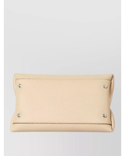 Tod's Natural Micro Leather Shoulder Bag Structured Design