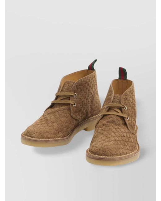 Gucci Brown Leather Lace-Up Ankle Boots for men