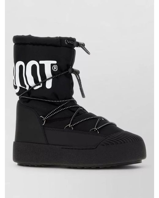 Moon Boot Black Fabric And Rubber High-Top Sneakers
