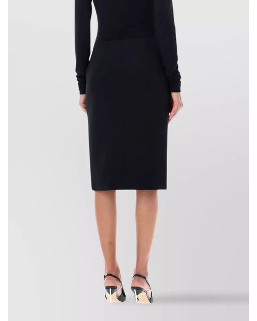 Givenchy Blue Wool Wrap Knee-Length Straight Skirt