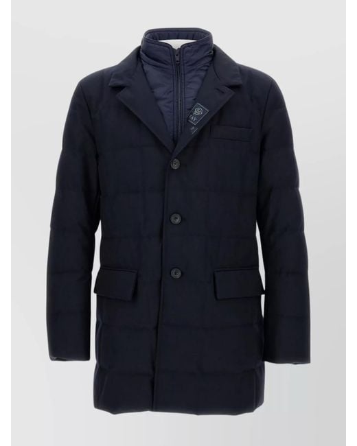 Fay Blue Down Quilted Double Breasted Coat for men