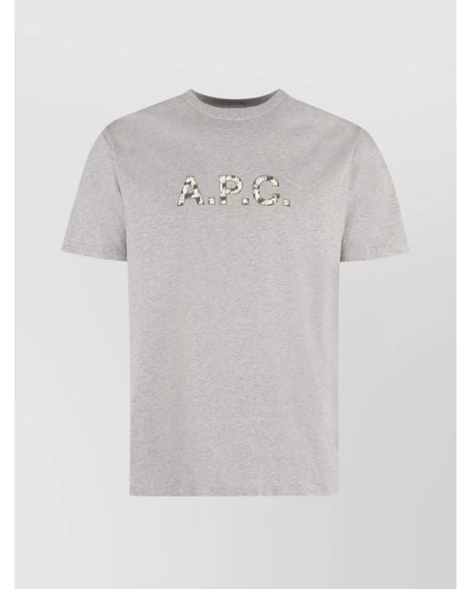 A.P.C. Gray Crew-Neck Cotton T-Shirt Willow for men