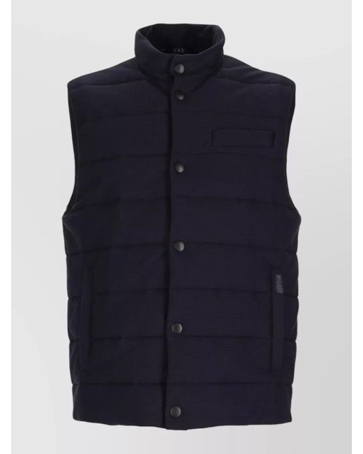 Fay Blue High Collar Padded Jacket Side Pockets for men