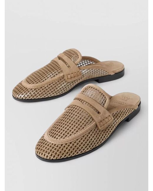 Brunello Cucinelli Natural Leather Mules