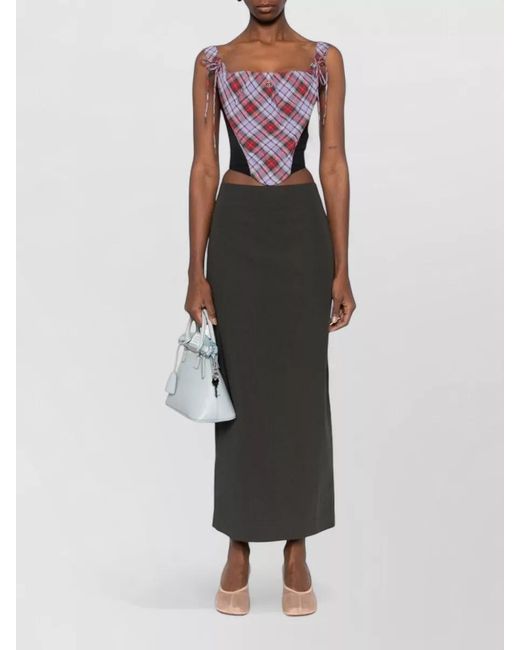 Vivienne Westwood Pink Linen Tartan Square Neck Corset Top