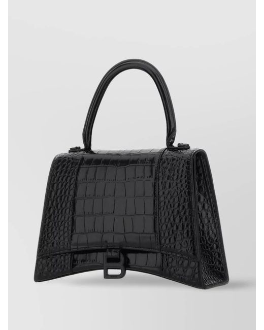 Balenciaga Black Hourglass Calf Leather Shoulder Bag