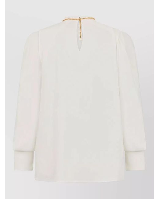 Elisabetta Franchi White Viscose Blouse Puff Sleeves V Neckline