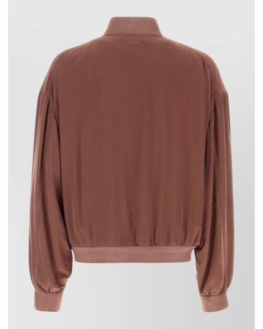 Versace Brown Silk Oversized Bomber Jacket for men
