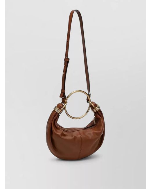 Chloé Brown Bracelet Shoulder Bag Adjustable Strap Handle