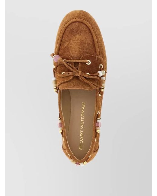 Stuart Weitzman Brown Majorca Tinsley Suede Lace Up Moccasins