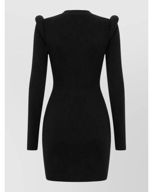 Elisabetta Franchi Black Knit Dress Knee Length Buttons