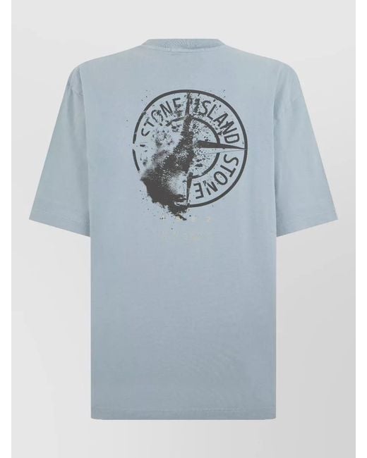 Stone Island Blue Graphic Crew Neck Short Sleeve T-Shirt for men