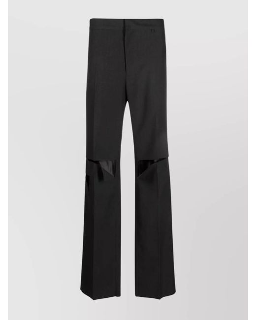 Givenchy Black Wool Cutout Wide-Leg Trousers for men