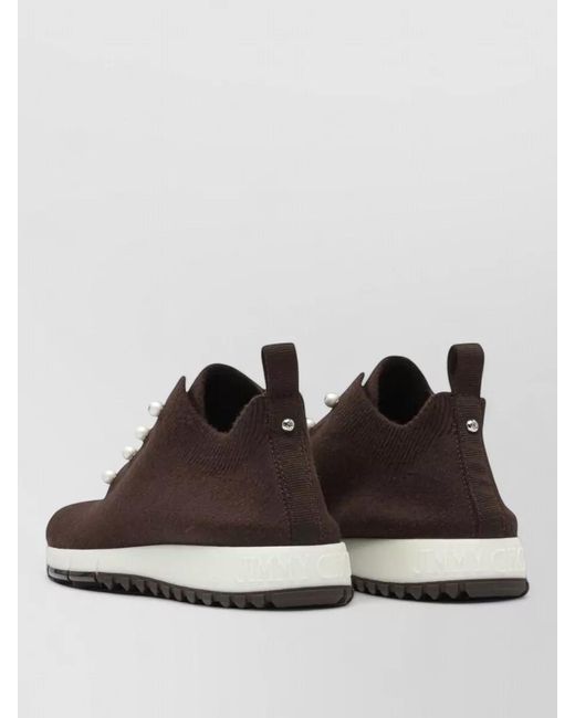 Jimmy Choo Purple Knit Sneakers Rubber Sole Pull Tab Design