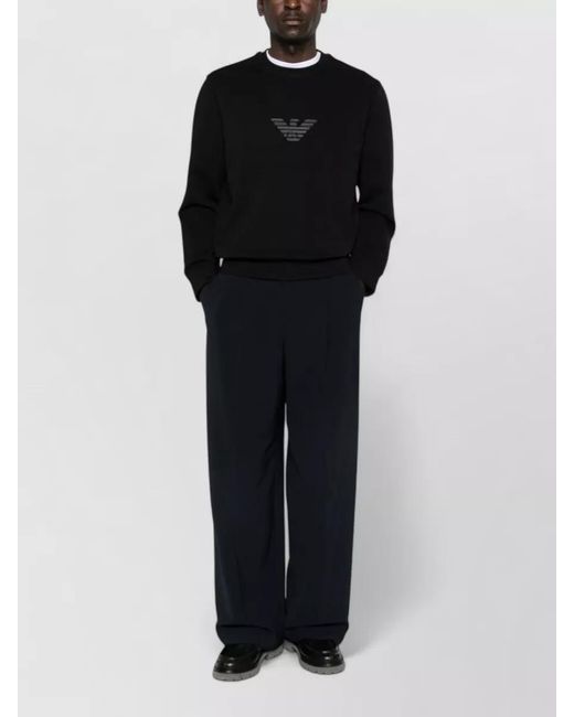 Emporio Armani Black Logo Cotton Crew Neck Long Sleeve Sweatshirt for men