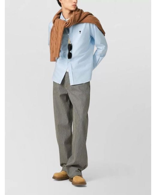 AMI Blue Regular Fit Shirt Long Sleeves Button Down Collar