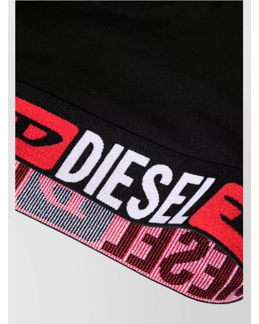 DIESEL White Logo Elastic Ribbed Cotton Bra