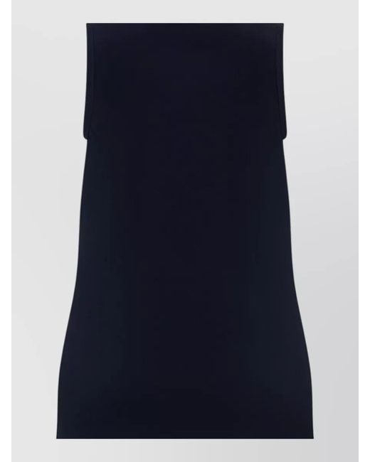 Max Mara Blue Smooth Tank Top Round Neckline