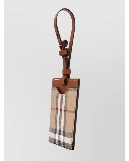 Burberry Natural Leather Check Luggage Tag