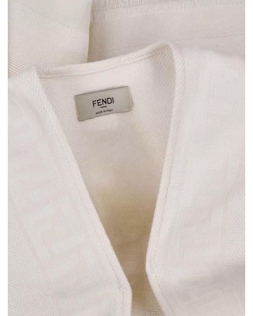 Fendi White Wool Silk Cape