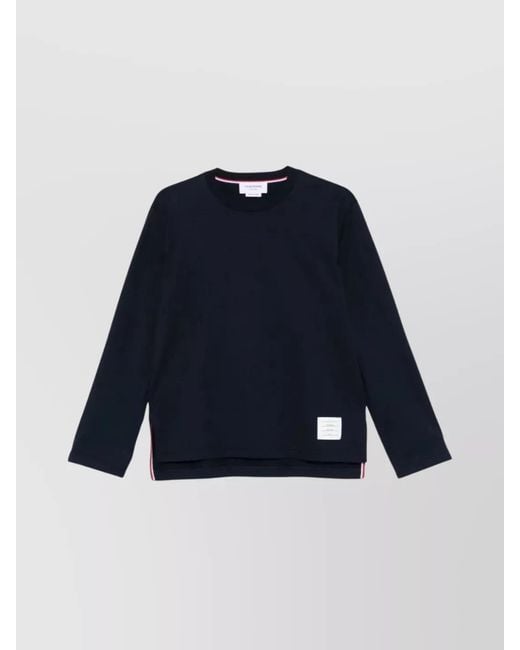 Thom Browne Blue Oversized Long Sleeve Cotton T-Shirt for men